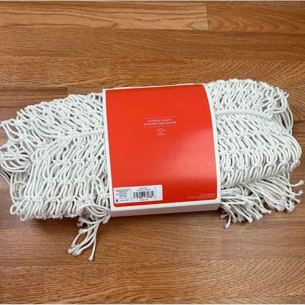 Opalhouse Extended‎ Length Macrame Boho Table Runner White 14